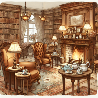 A quaint bookstore with vintage decor and cozy seating.